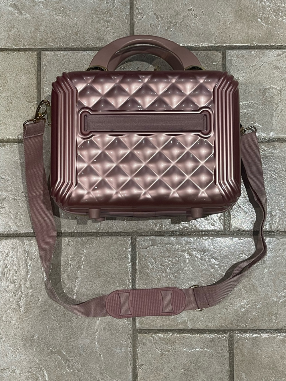 Triforce Hard Shell Travel Makeup Case in Rose Pink with Shoulder Strap NWT - Picture 3 of 8